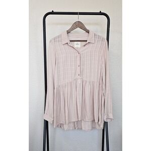 American Eagle Outfitters Pink Long-sleeve Blouse Shirt LARGE Women's Top Casual